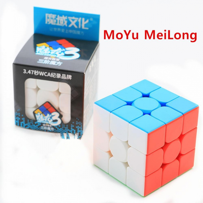 Cub rubik 3x3x3 antistres, multicolor, Moyu, Stickerless, de viteza, Speedcube [8]