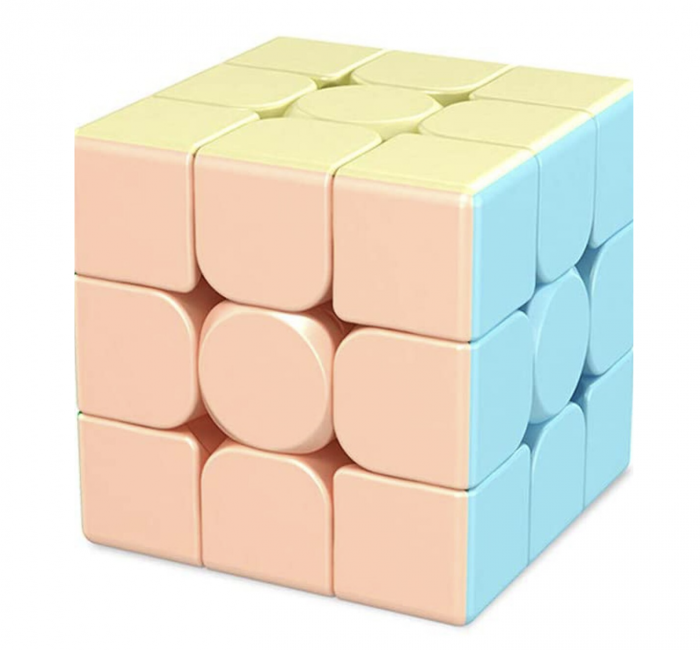 Cub rubik 3x3x3 antistres, multicolor pastel, Moyu, Stickerless, de viteza, Speedcube