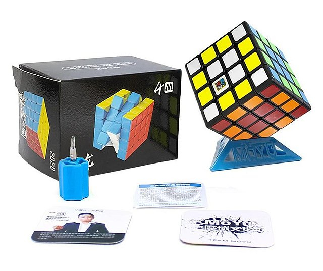 Cub mecanic 4x4x4, 3M Moyu Magnetic Black Line, cu arc, de viteza Speedcube [2]