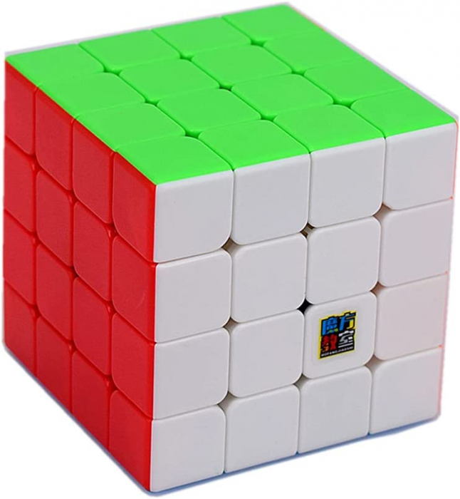 Cub rubik 4x4x4 antistres, Moyu multicolor Stickerless, de viteza, Speedcube
