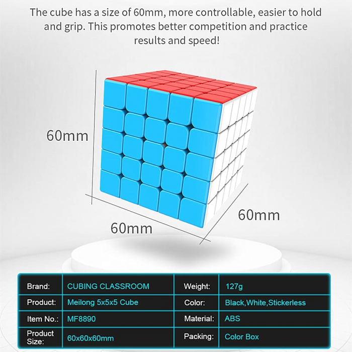 Cub mecanic 5x5x5 antistres, Moyu multicolor Stickerless, de viteza, Speedcube [9]