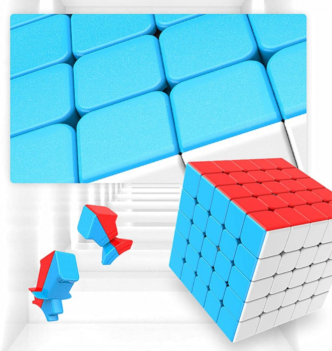 Cub mecanic 5x5x5 antistres, Moyu multicolor Stickerless, de viteza, Speedcube [7]