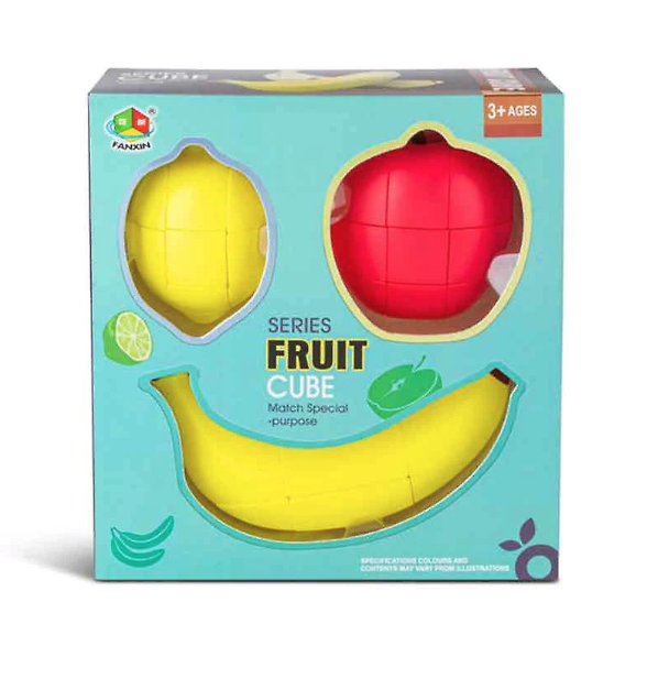 Cub rubik - Set trei fructe: Banana, Mar si Lamaie