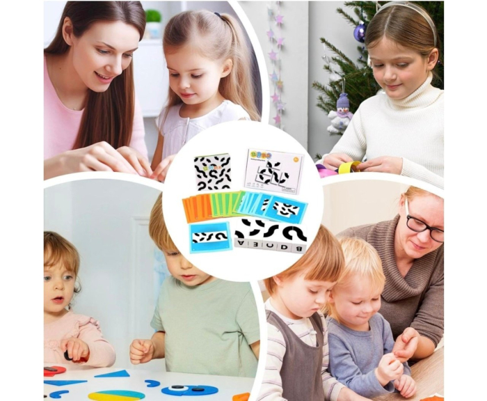 Cuburi Grafice Alb-Negru Montessori, din Lemn – Joc de Logica si Dezvoltare Cognitiva [9]