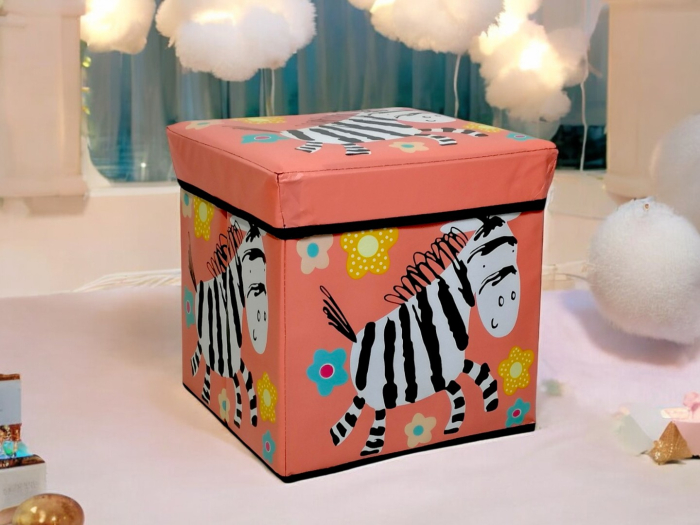 Cutie depozitare jucarii pliabila, Zebra crem, 30 × 30 × 30 cm [2]