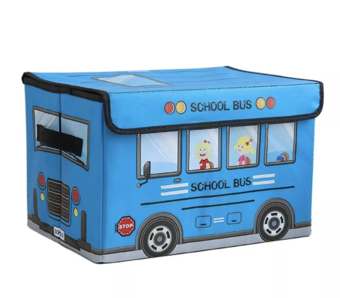 Cutie pentru Depozitare Autobuzul Scolar, Pliabila cu Capac, albastru [5]