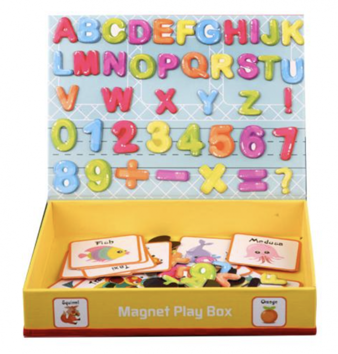 Cutie rosie cu 80 piese Puzzle magnetic Alfanumeric [3]