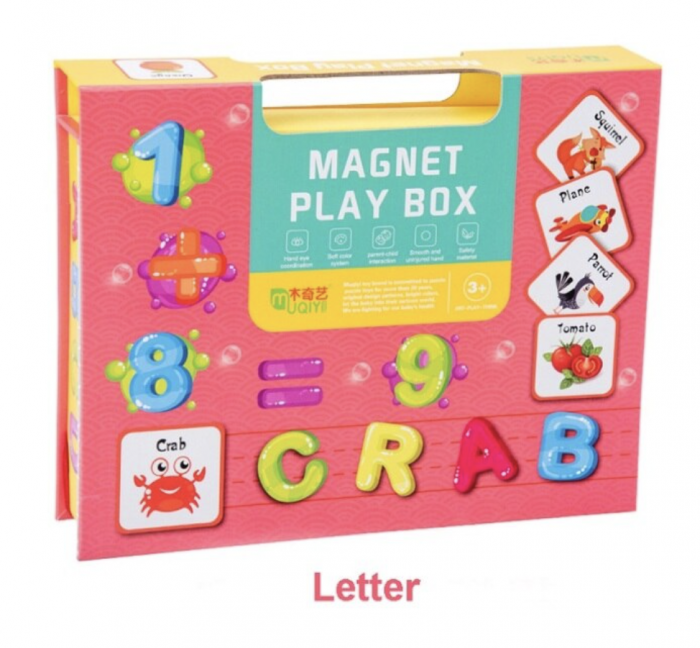 Cutie rosie cu 80 piese Puzzle magnetic Alfanumeric [4]