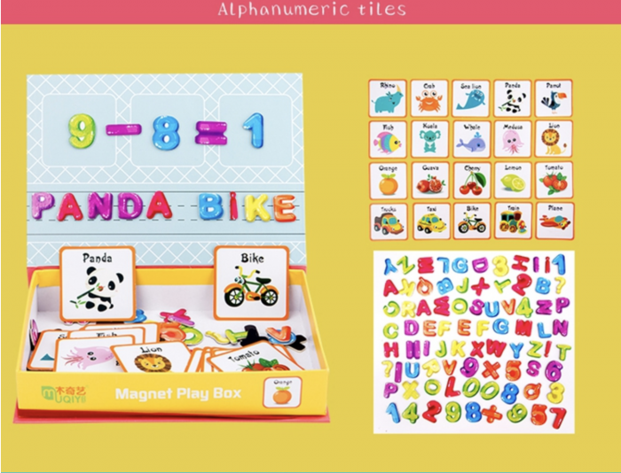 Cutie rosie cu 80 piese Puzzle magnetic Alfanumeric [2]