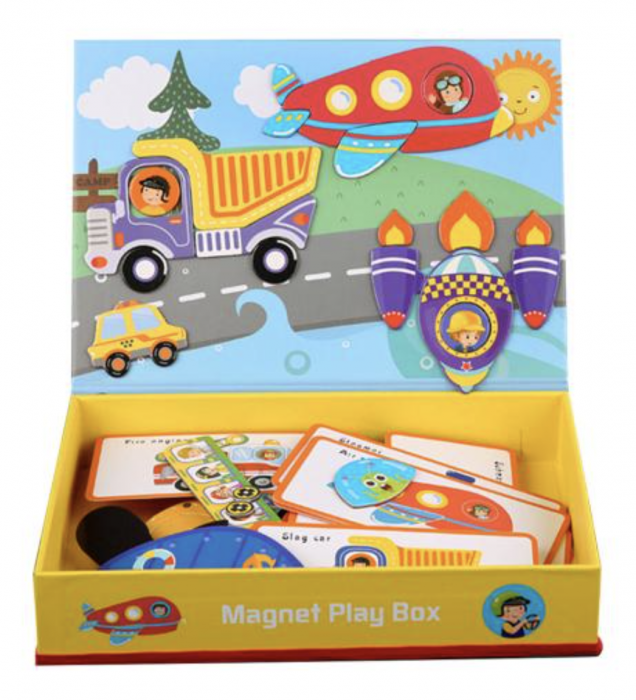 Cutie verde cu 45 piese Puzzle magnetic Vehicule [10]