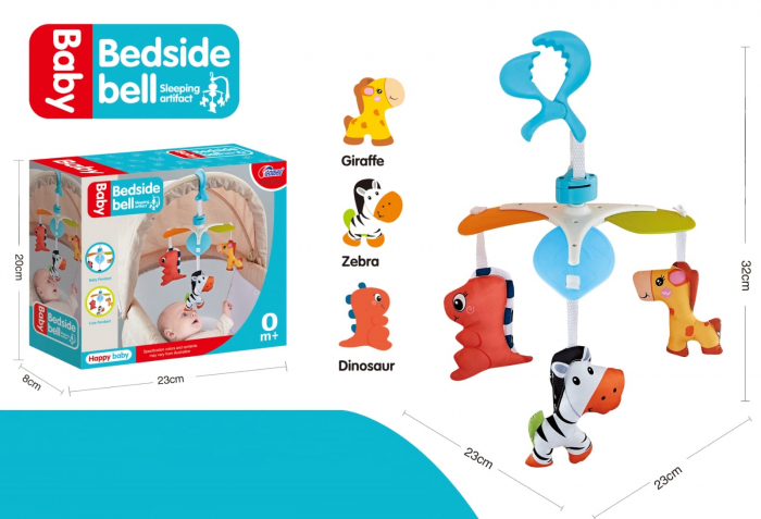 Carusel mobil cu 3 figurine, pentru patut sau carucior, Bedside Bell, albastru [2]