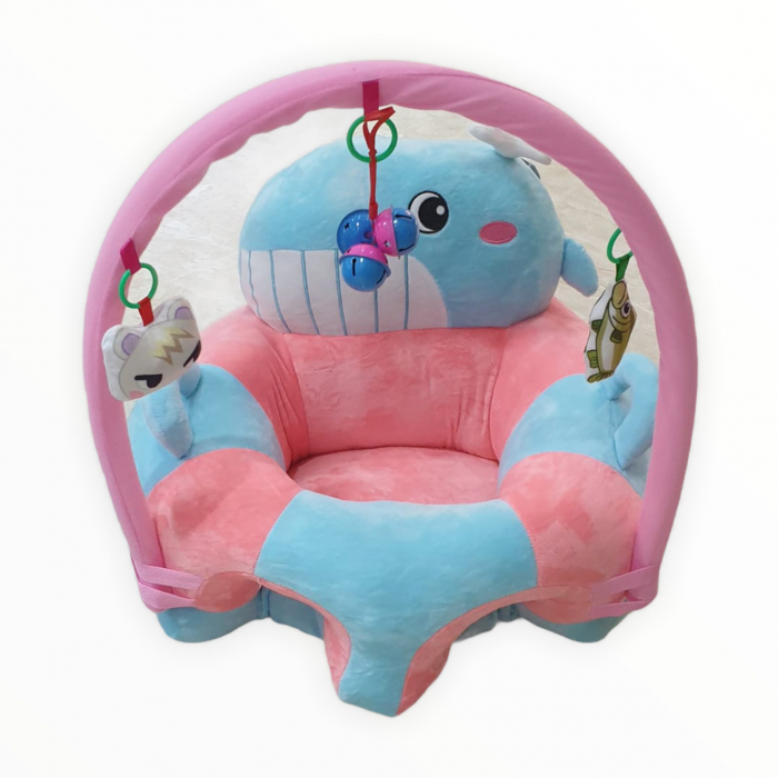 Fotoliu bebe cu arcada - sharky blue, din plus