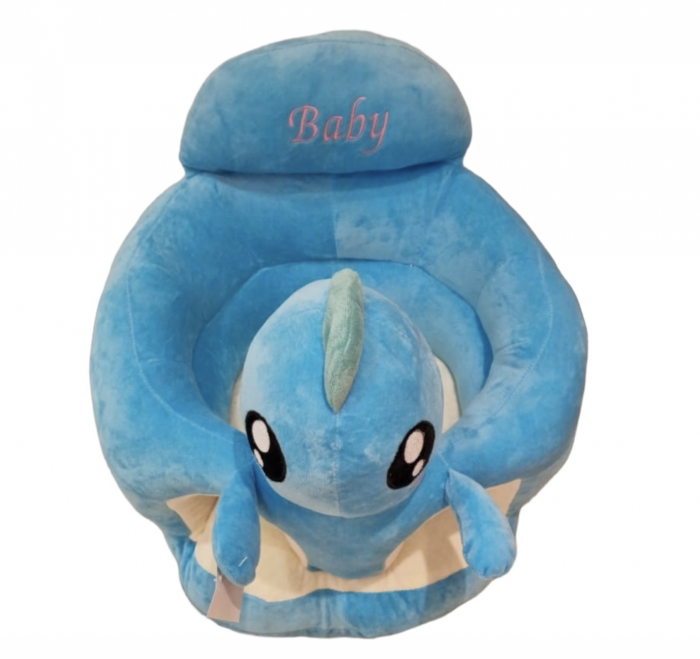 Fotoliu bebe cu spatar si suport de picioare - Dinozaurul bleu [4]