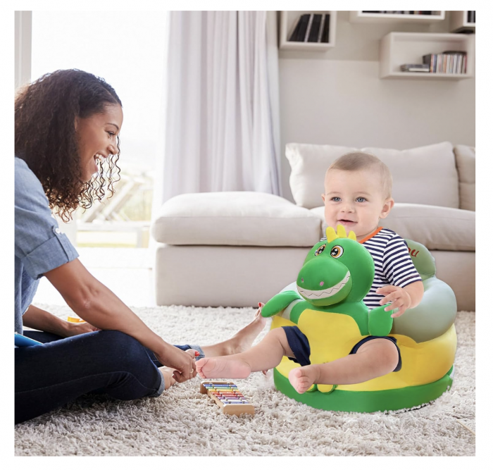 Fotoliu bebe cu spatar si suport de picioare - Dinozaurul verde [5]