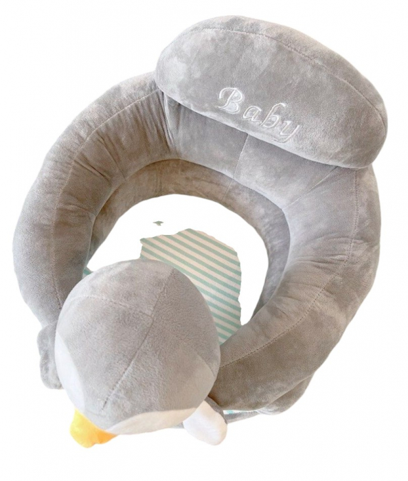 Fotoliu bebe cu spatar si suport de picioare - Pinguinul gri [4]