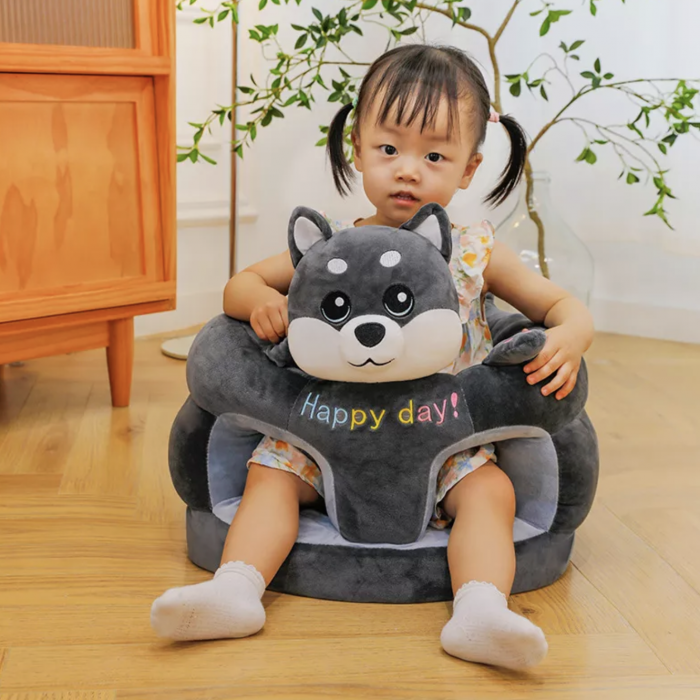 Fotoliu bebe cu spatar si suport de picioare - Pisicuta gri inchis Happy Day [4]