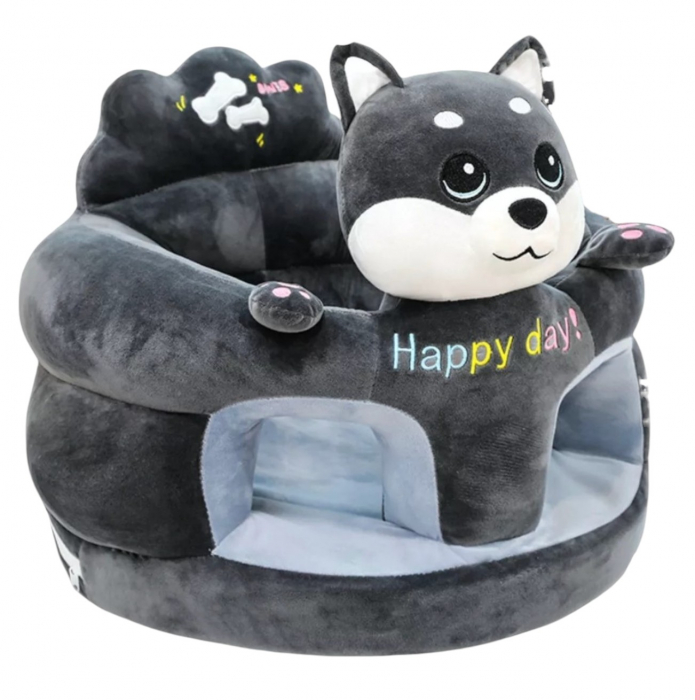 Fotoliu bebe cu spatar si suport de picioare - Pisicuta gri inchis Happy Day [2]