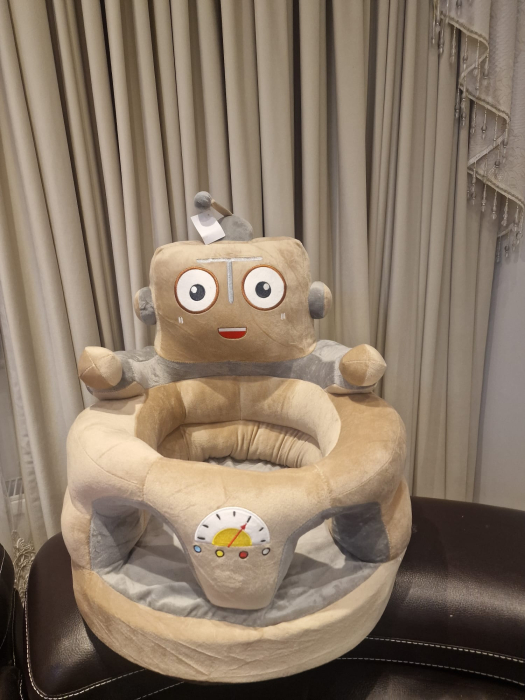 Fotoliu bebe cu spatar si suport de picioare - Robotelul crem, din plus [3]