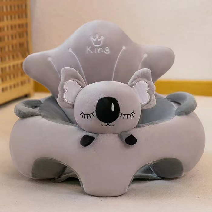 Fotoliu bebelusi cu spatar si suport picioare Lucky Baby, Koala gri [2]