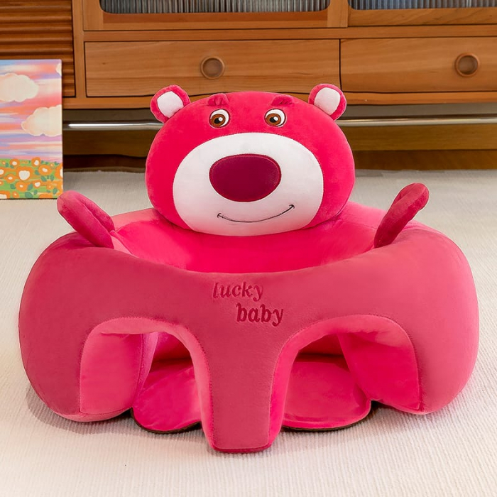 Fotoliu bebelusi cu spatar si suport picioare Lucky Baby, Ursuletul roz inchis [2]