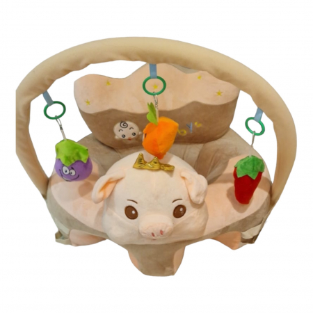 Fotoliu bebelusi cu spatar, sustinere picioare si arcada cu jucarii, Purcelusul crem [2]