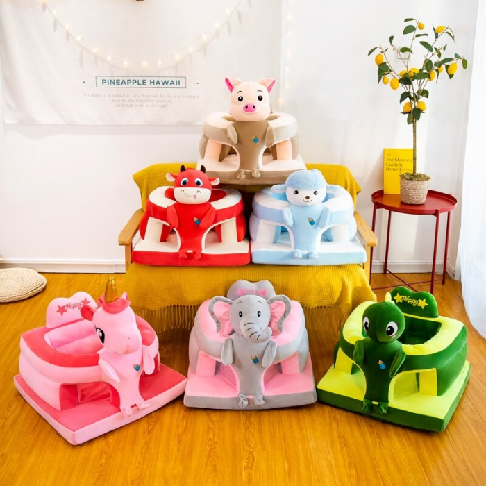 Fotoliu de sustinere bebe, din plus, cu placa de burete - Elefant bleu [3]