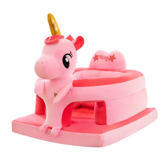 Fotoliu de sustinere bebe, din plus, cu placa de burete - Unicorn roz [3]