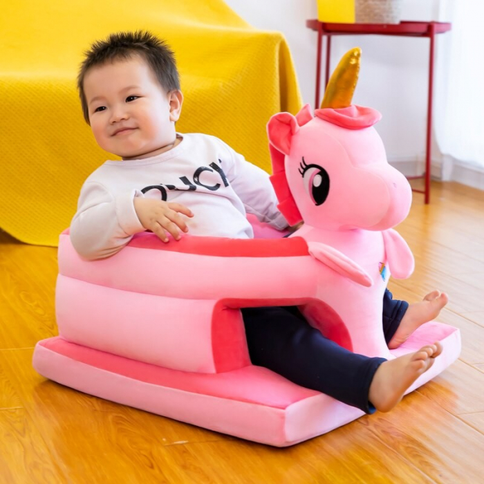 Fotoliu de sustinere bebe, din plus, cu placa de burete - Unicorn roz [2]