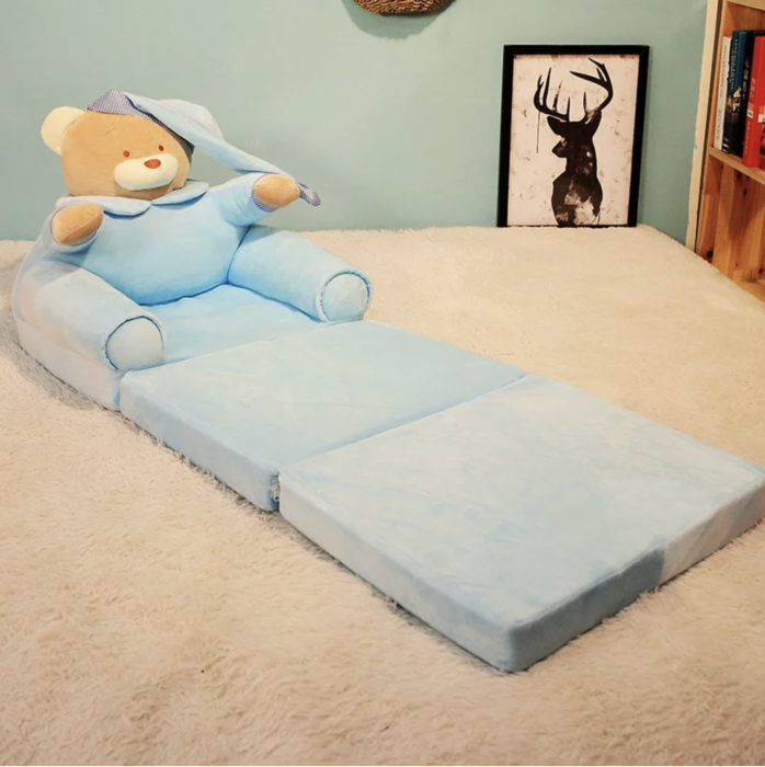 Fotoliu Extensibil din plus si 3 placi burete Ursusletul Somnoros cu fes, bleu [5]