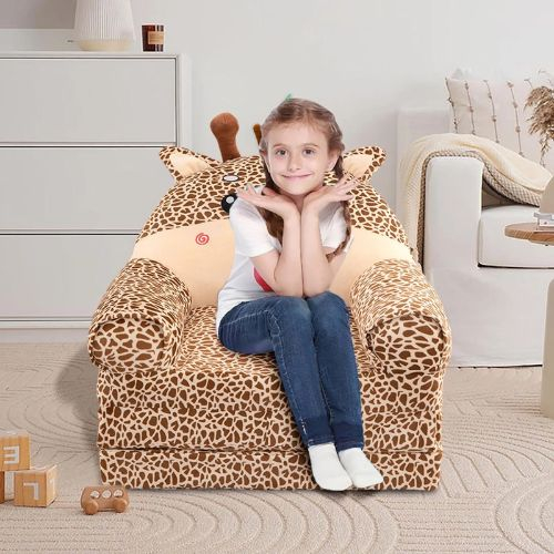 Fotoliu Extensibil din plus si 3 placi burete Girafa crem cu pete maro [4]