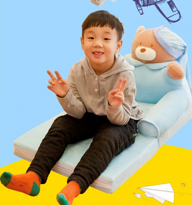 Fotoliu Extensibil din plus si 2 placi burete Ursuletul Somnoros cu Fes Bleu [4]