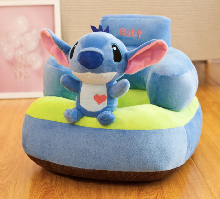 Fotoliu maxi bebe din plus cu spatar - stitch din lilo si stitch, bleu
