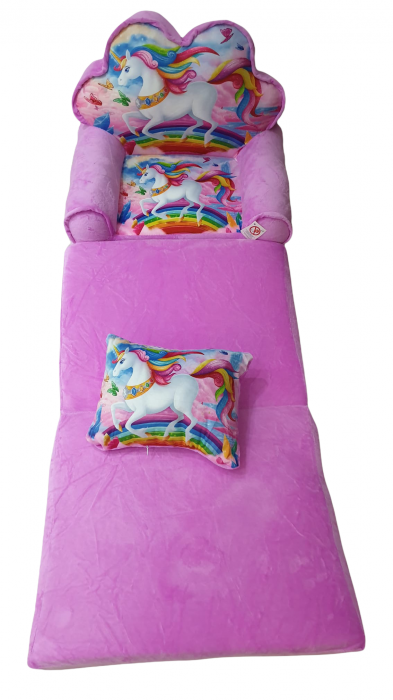 Fotoliu si perna Unicornul Curcubeu, cu 3 placi, Extensibil la 115 cm [4]