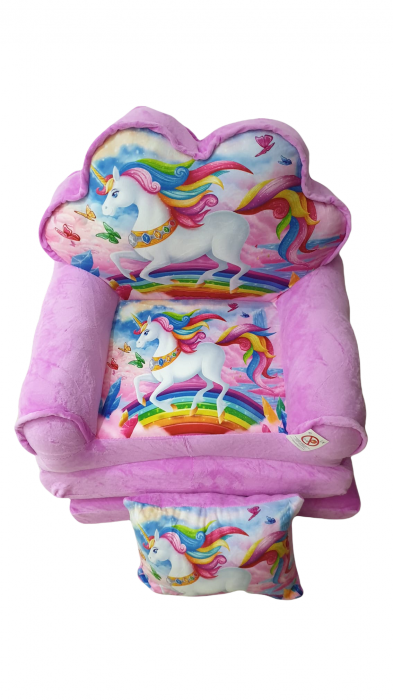 Fotoliu si perna Unicornul Curcubeu, cu 3 placi, Extensibil la 115 cm [5]
