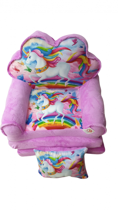 Fotoliu si perna Unicornul Curcubeu, cu 3 placi, Extensibil la 115 cm [3]