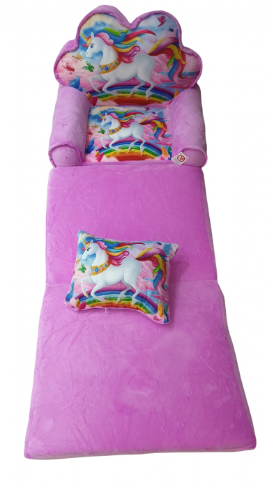 Fotoliu si perna Unicornul Curcubeu, cu 3 placi, Extensibil la 115 cm [2]
