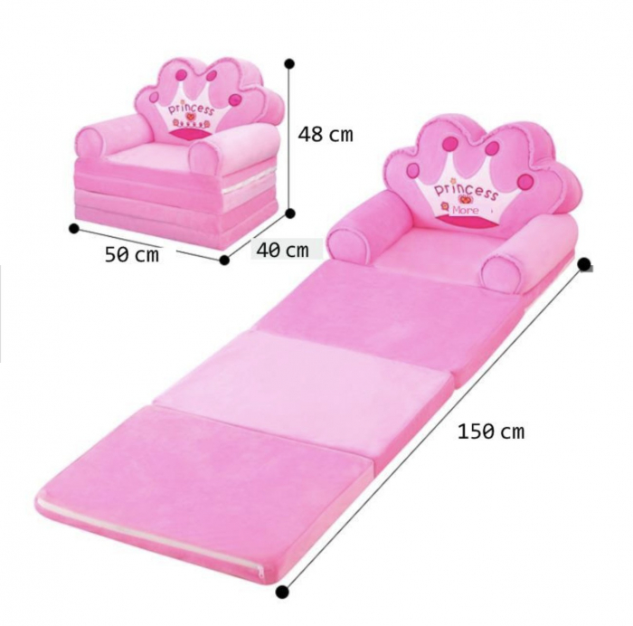 Fotoliu Tronul Printesei Roz, cu 4 placi, Extensibil la 150 cm [3]