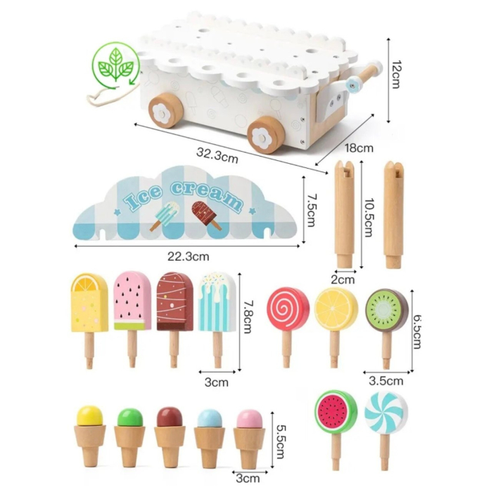 Caruciorul cu Gelaterie, din lemn, alb [3]