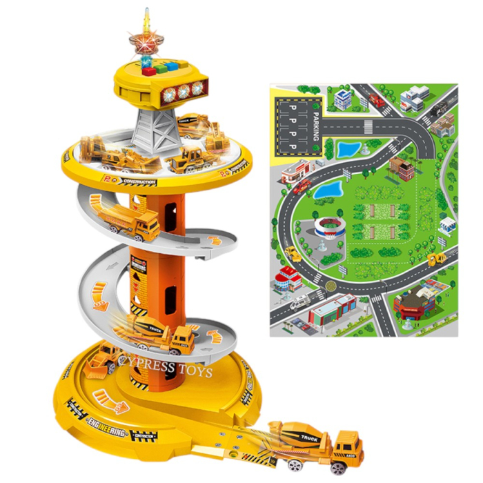 Garaj auto de Autoutilitare cu pista circulara 3 nivele, sunete, covor si 3 masini [9]