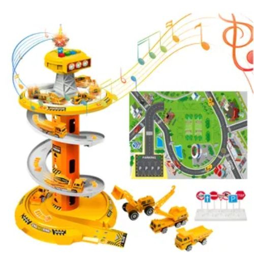 Garaj auto de Autoutilitare cu pista circulara 3 nivele, sunete, covor si 3 masini [3]