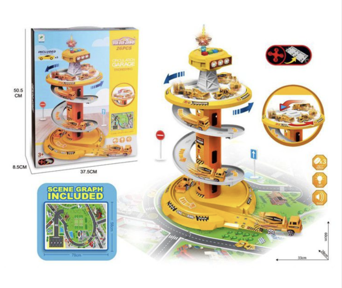 Garaj auto de Autoutilitare cu pista circulara 3 nivele, sunete, covor si 3 masini [8]