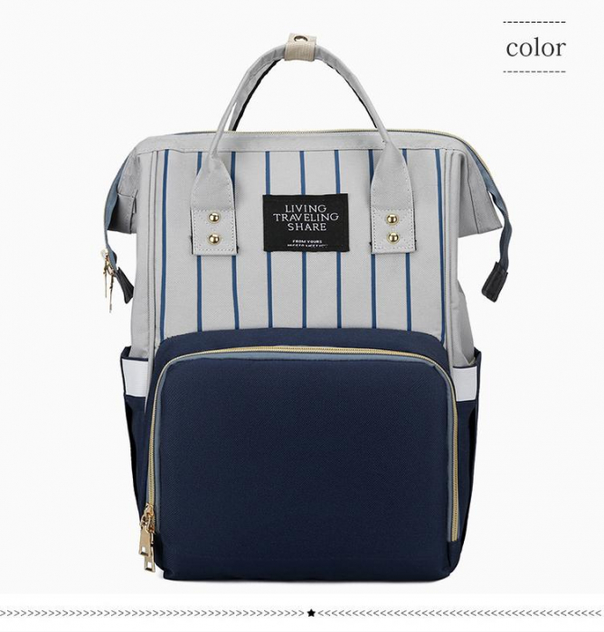 Geanta rucsac Living Share pentru mamicile de bebelusi, bleumarin-gri [2]