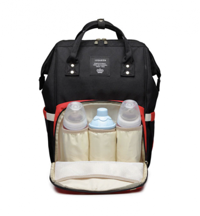 Geanta rucsac Living Share pentru mamicile de bebelusi, negru cu rosu [5]