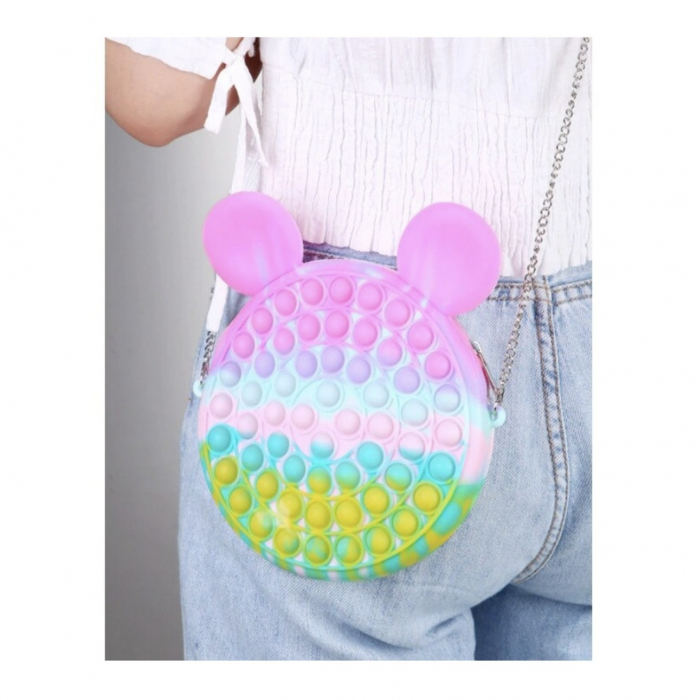 Gentuta cu lant auriu si fermoar Pop It Macaroons, Iepuras [3]