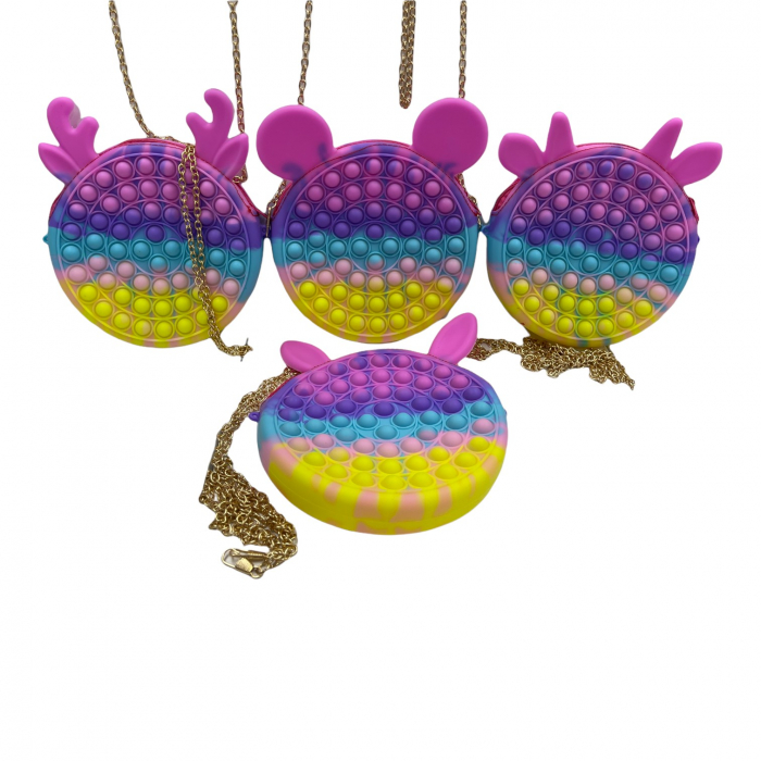 Gentuta cu lant auriu si fermoar Pop It Macaroons, Mickey Mouse [8]