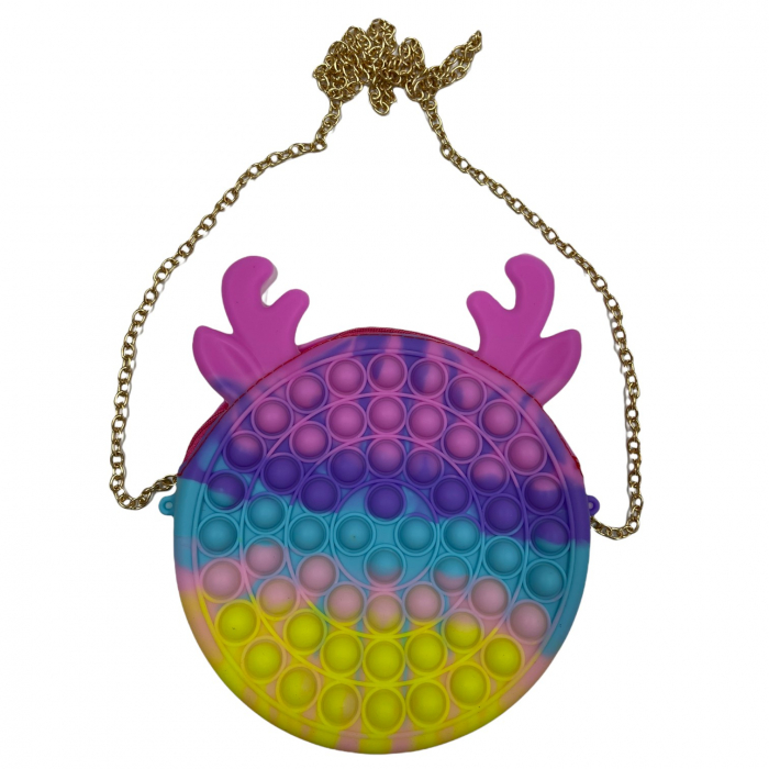 Gentuta cu lant auriu si fermoar Pop It Macaroons, Ren [3]