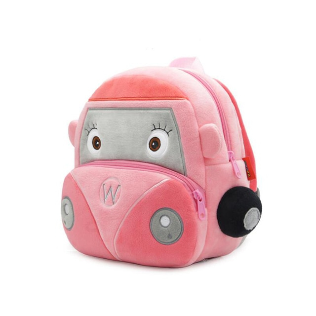 Ghiozdan masina vw van, din plus, pentru gradinita, roz