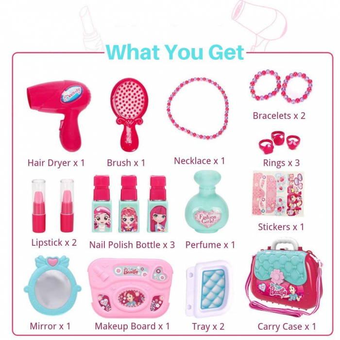 Set de beauty cu diverse accesorii, geanta infrumusetare, tip Montessori [7]