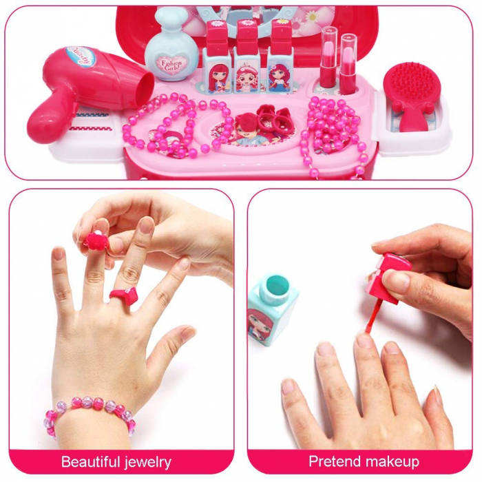 Set de beauty cu diverse accesorii, geanta infrumusetare, tip Montessori [5]
