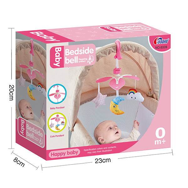 Carusel mobil cu 3 figurine, pentru patut sau carucior, Bedside Bell, roz [4]